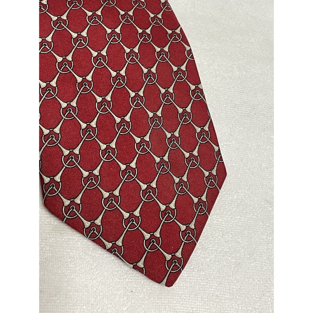 Brooks Brothers Makers‎ Tie 100% Silk Geometric 3.5" Vintage Red Gray